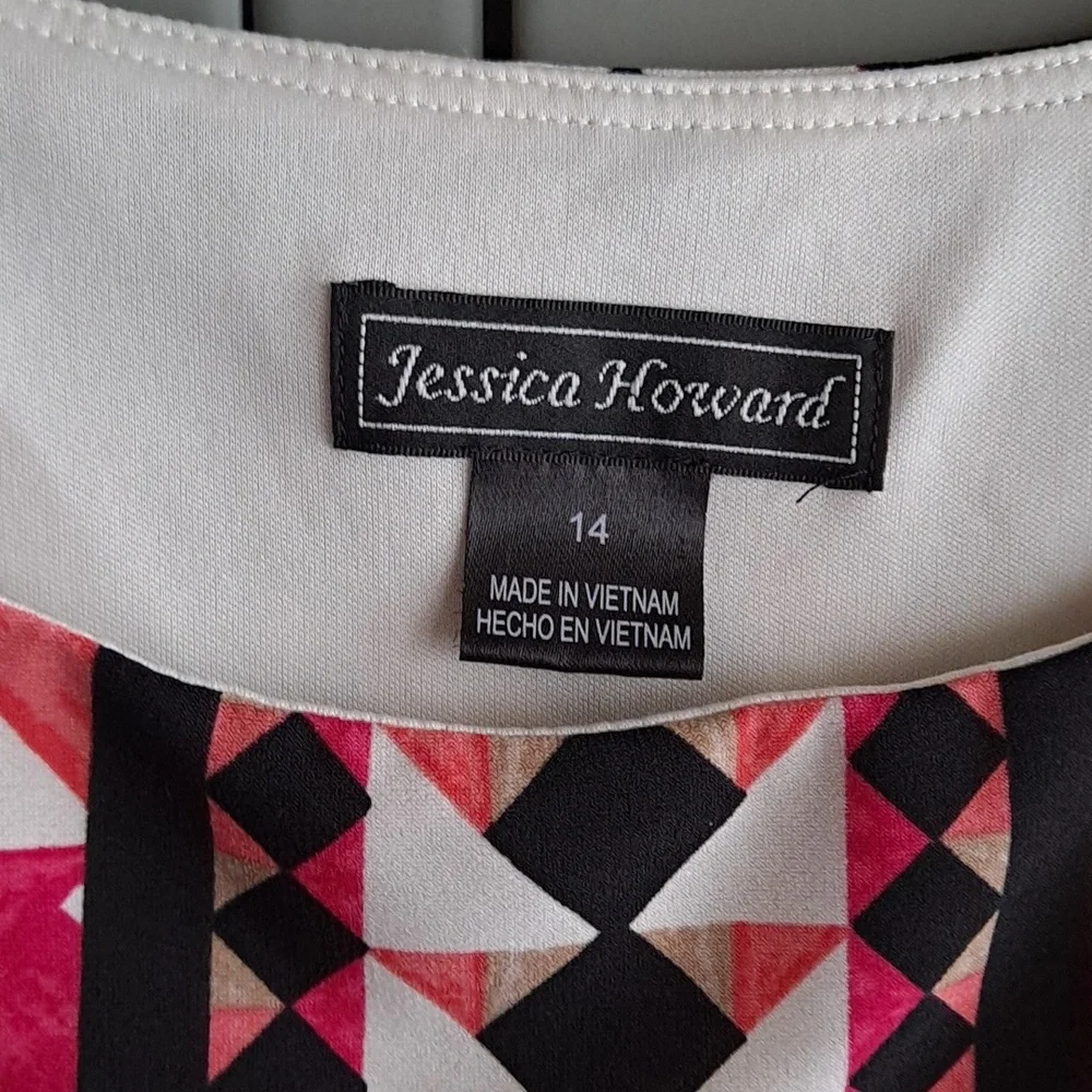 Ladies geometric print polyester dress size 14 - Picture 5 of 9